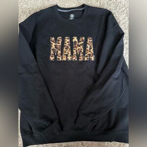 Black Sweater with Leopard Print Design